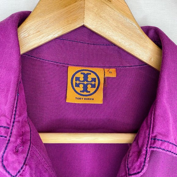 Tory Burch Magenta Shirtdress with Contrast Topstitch - Picture 8 of 8